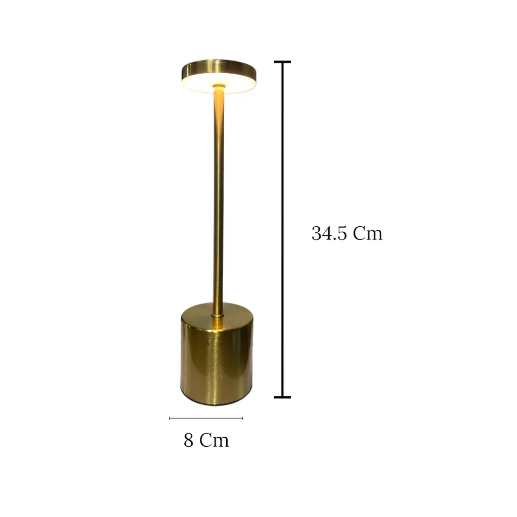 LAMPARA DE MESA TOUCH/RECARGABLE USB C, METALICA 8X34.5CM