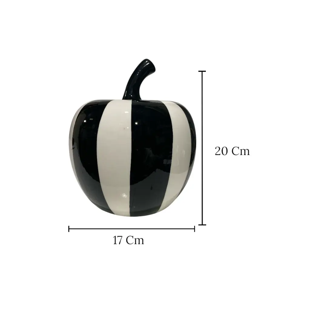 MANZANA DE CERAMICA NEGRA/BLANCO 12X15CM
