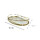 BANDEJA DE HIERRO DORADA CON BASE DE VIDRIO 38X26CM