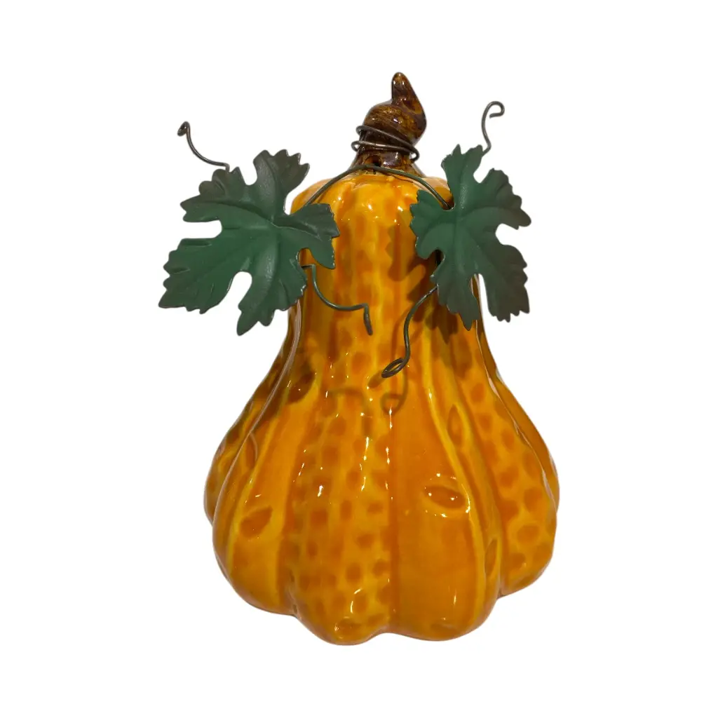 CALABAZA DE CERAMICA COLORES SURTIDOS, HOJAS DE HIERRO, 10X14CM