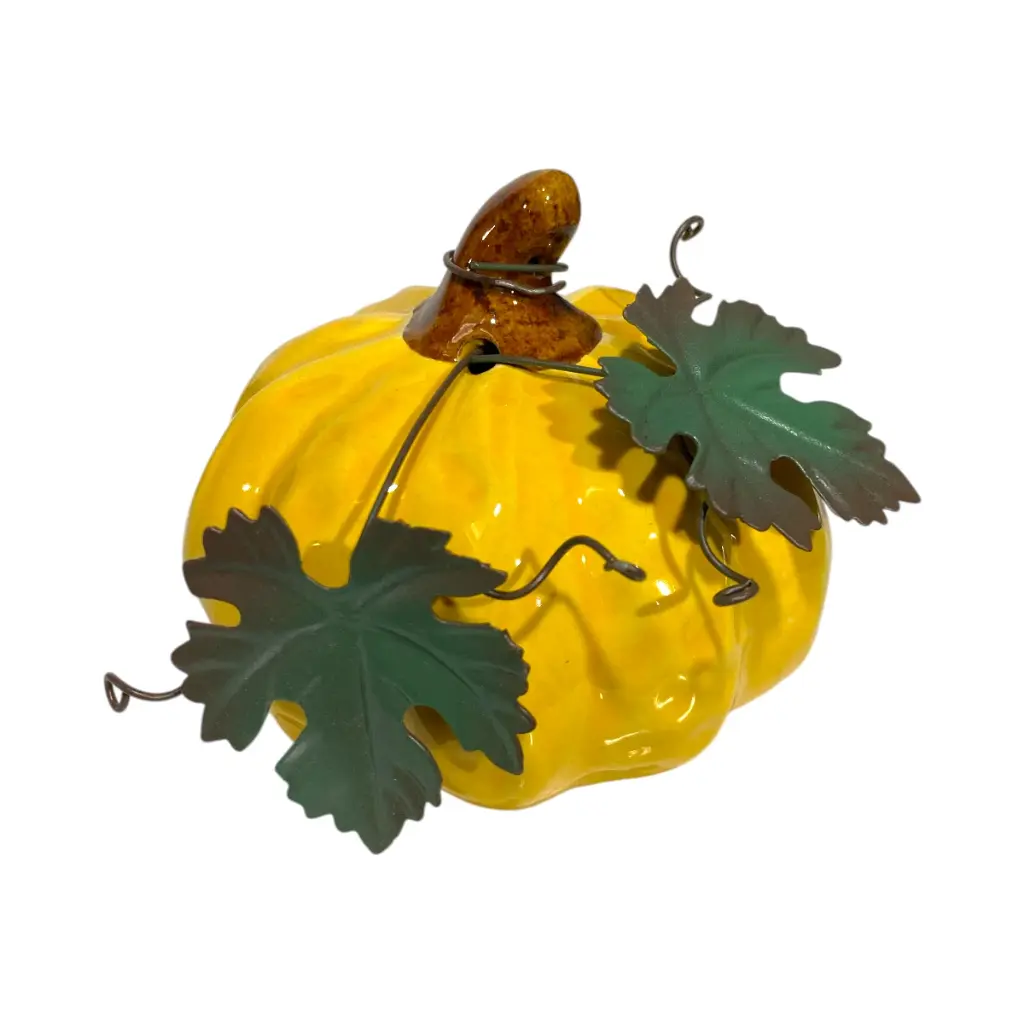 CALABAZA DE CERAMICA COLORES SURTIDOS, HOJAS DE HIERRO, 10X14CM