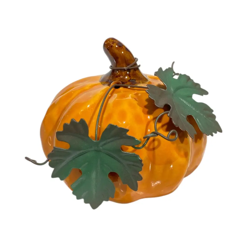 CALABAZA DE CERAMICA COLORES SURTIDOS, HOJAS DE HIERRO, 10X14CM