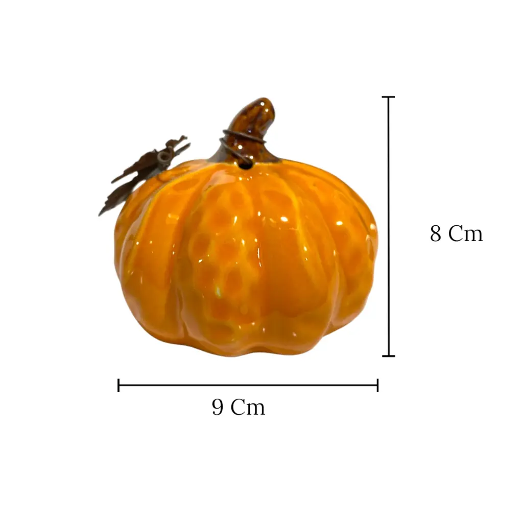 CALABAZA DE CERAMICA COLORES SURTIDOS, HOJAS DE HIERRO, 9X8CM