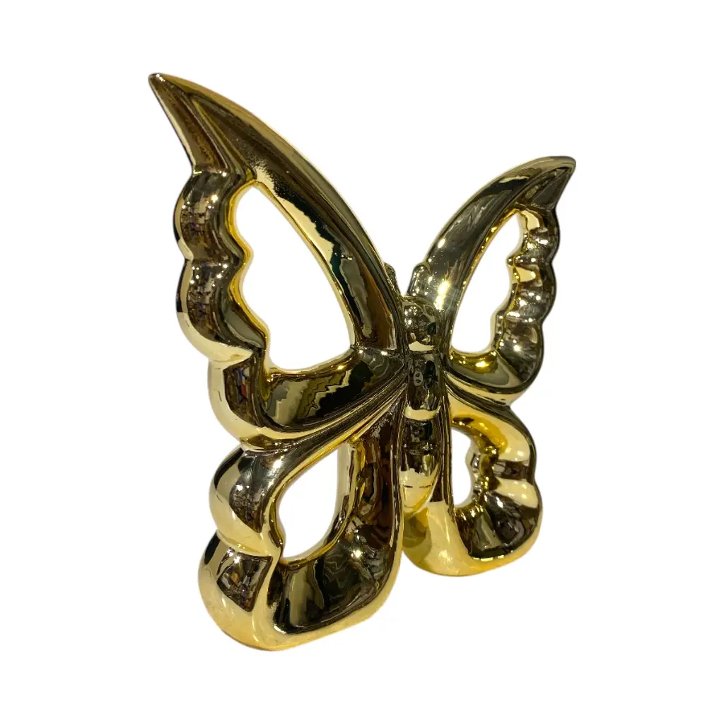 MARIPOSA DE PORCELANA DORADA 17.5X3.5X15.5CM 