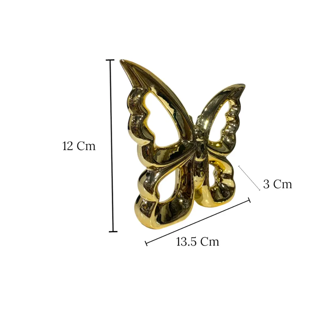 MARIPOSA DE PORCELANA DORADA 17.5X3.5X15.5CM 