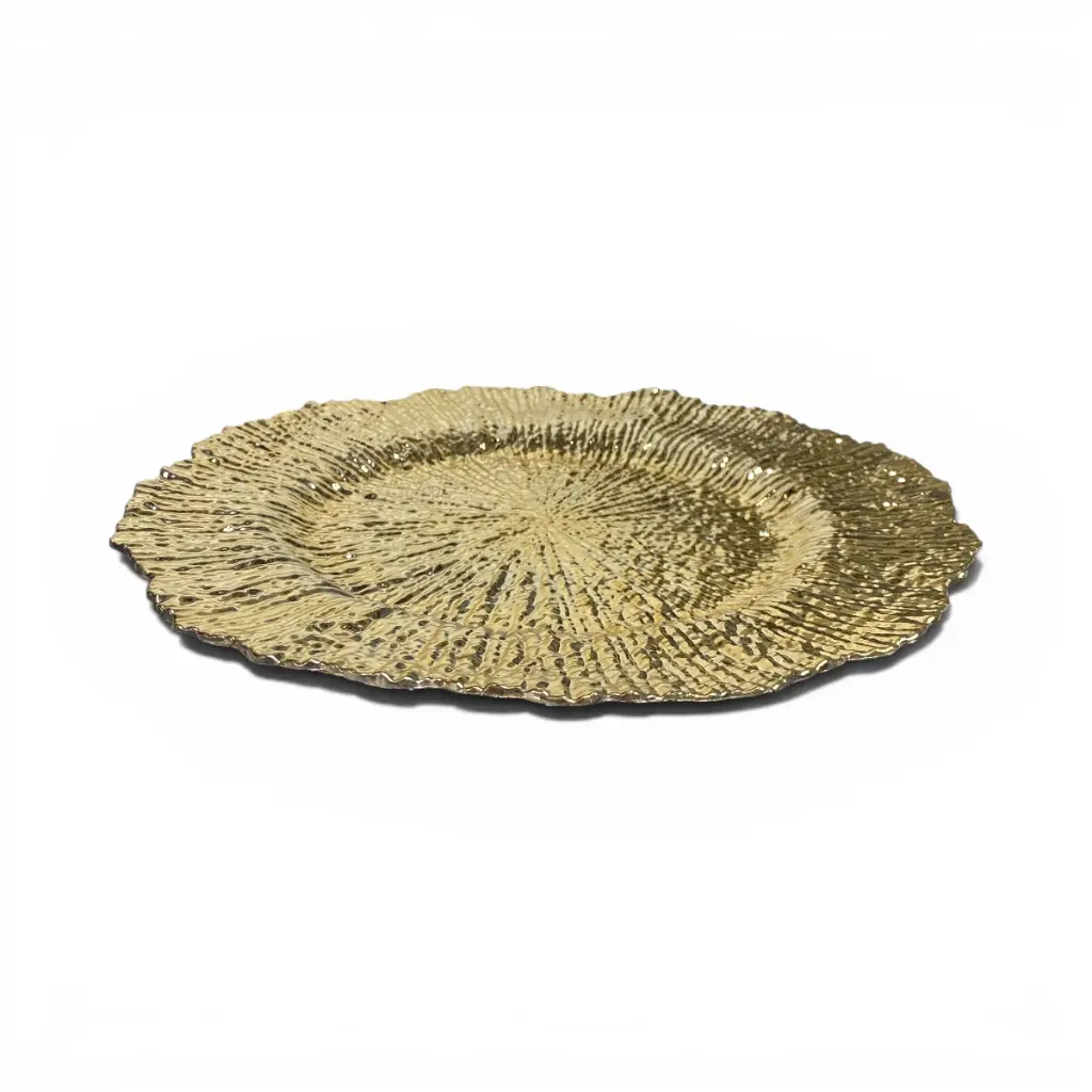 PLATO BASE PVC DORADO CON TEXTURA 32CM