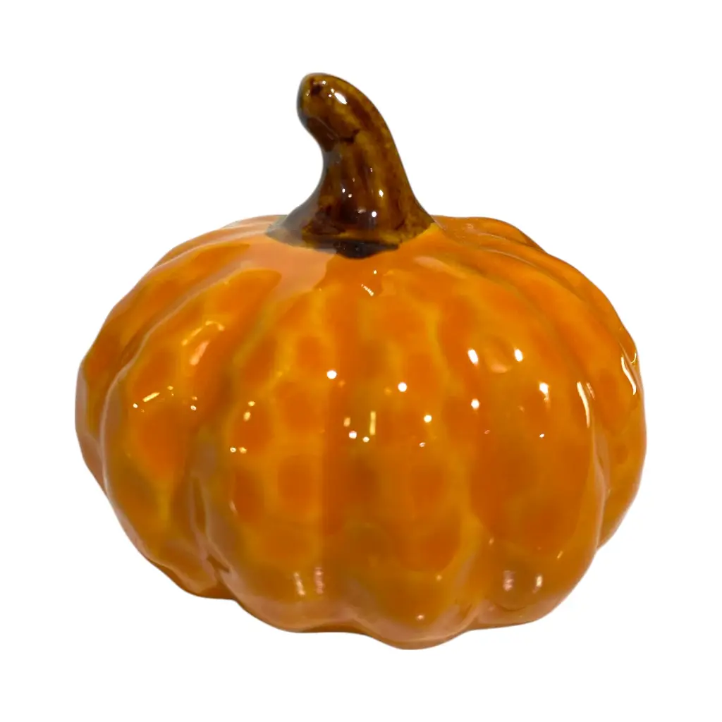 CALABAZA DE CERAMICA DOS COLORES, 9X8 CM 