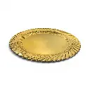 PLATO BASE PVC DORADO CON TEXTURA HOJAS 33CM 