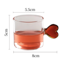 SET DE 6 TAZAS DE CRISTAL CON AGARRADERA DE CORAZON 80ML 5X8.5CM