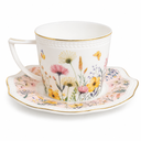 TAZA C/PLATO FLORAL CERAMICA SETX12PCS. 200ML