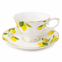 TAZA C/PLATO LIMON FILO DORADO CERAMICA SETX12PCS. 220ML