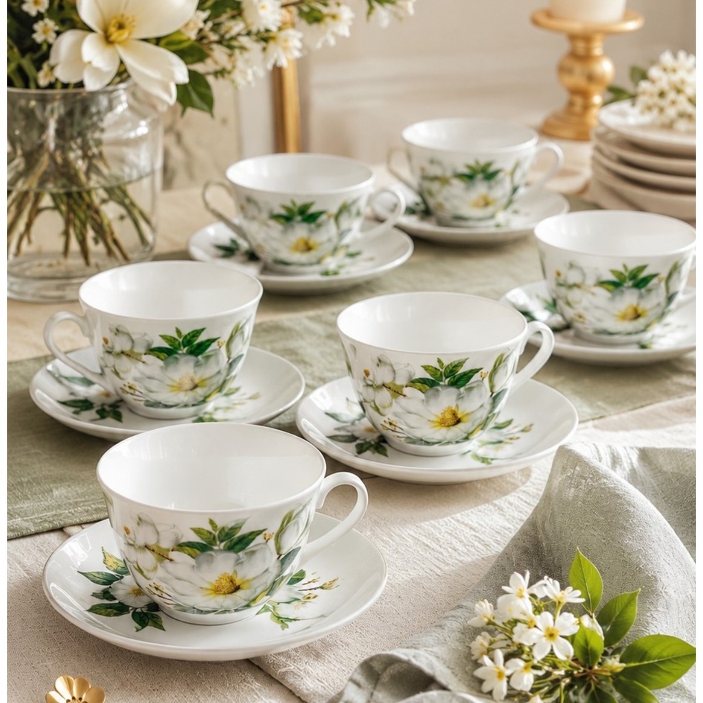 TAZA C/PLATO MAGNOLIA CERAMICA SETX2PCS. 250ML