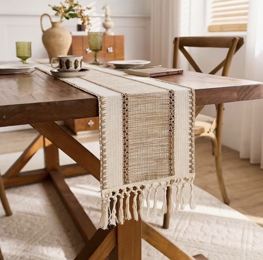 CAMINO DE MESA BORDADO BOHO 92X31CM