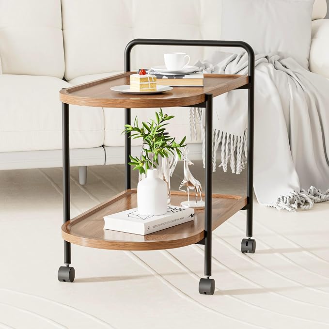 MESA METALICA TEXTURA MADERA BAR   2 PISOS  65X35X60 CM