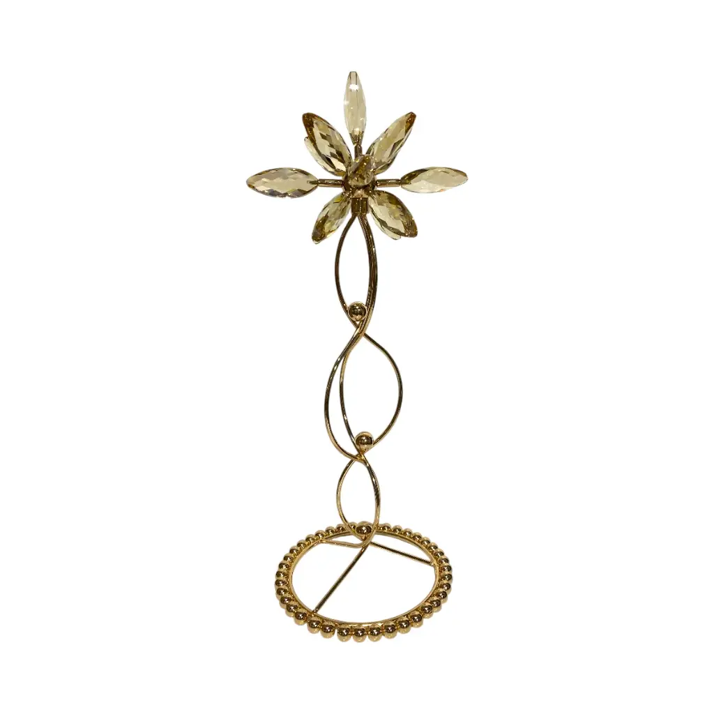 CANDELABRO DE HIERRO/VIDRIO DORADO 13.5X37.5CM 