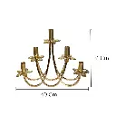 CANDELABRO METALICO DORADO/VIDRIO DE 5VELAS 40X9X31CM