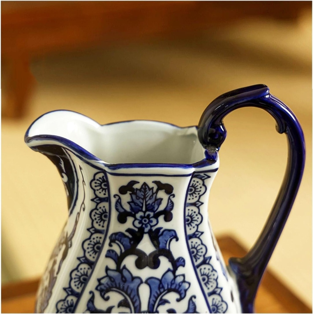 JARRA PLANA BLUE DECOR JAPANESE CERAMICA AZUL 25X15CM - PT71-017