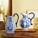 JARRA PLANA BLUE DECOR JAPANESE CERAMICA AZUL 25X15CM - PT71-017