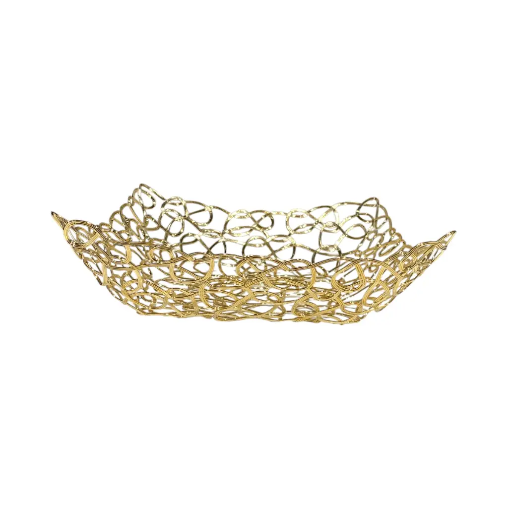 BANDEJA DORADA METALICA CROMADA 26X27X7.5CM