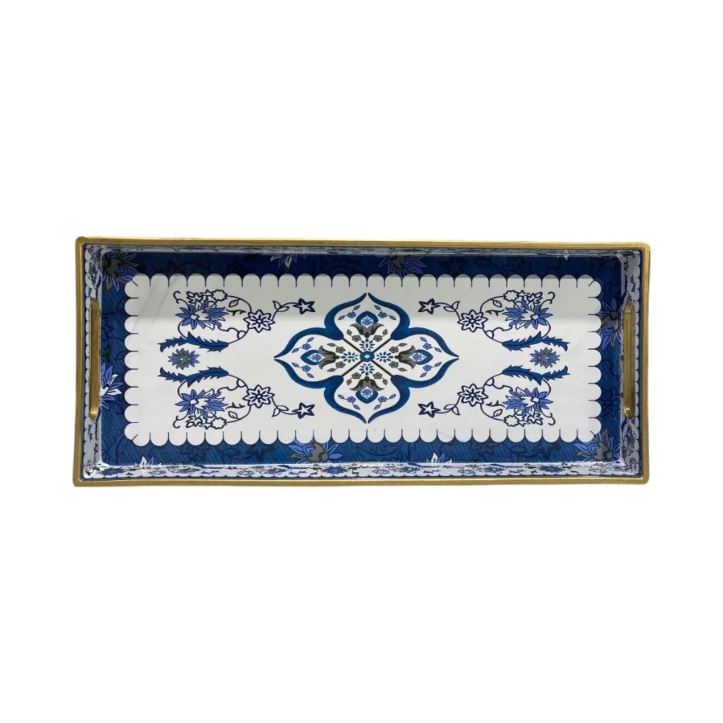 BANDEJA DECORATIVA AZUL PVC 34.5X15X3.5CM