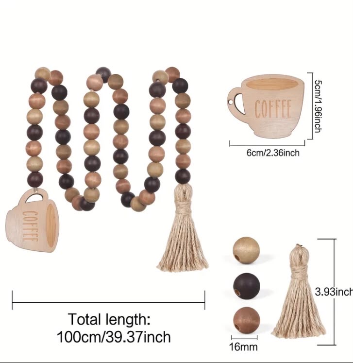 CADENA DE CUENTAS DE MADERA CAFE-BEIGE-NATURAL 105CM