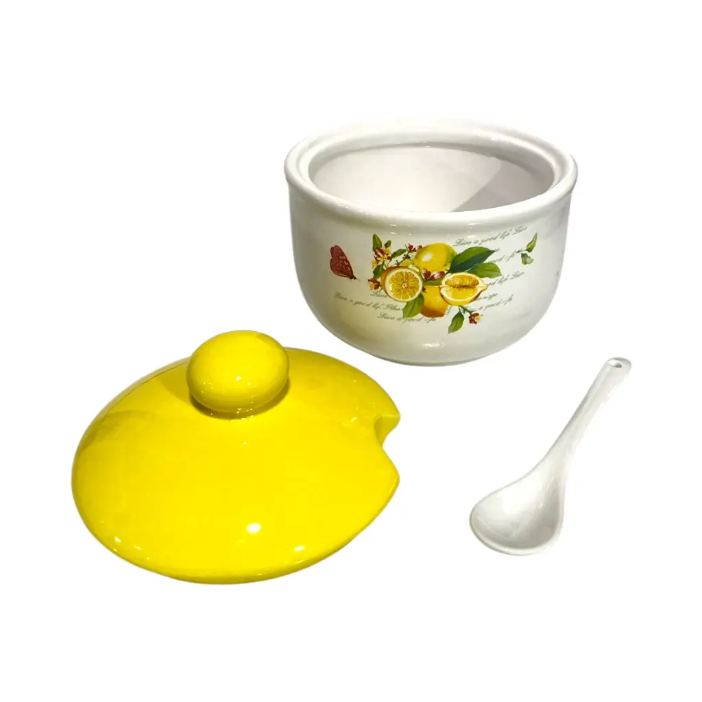 AZUCARERO DE CERAMICA CON DISEÑO DE LIMON SETX3PCS. 12X11CM