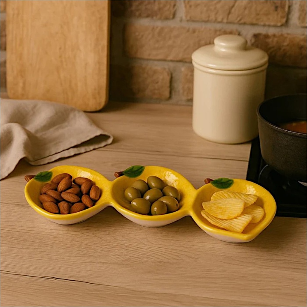 PORTA SALSA DE CERAMICA DISEÑO LIMON 29X9X2.5CM