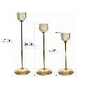 CANDELABRO METAL/VIDRIO DORADO X3PZ. REF:ES29260 8X19CM/24CM/29CM