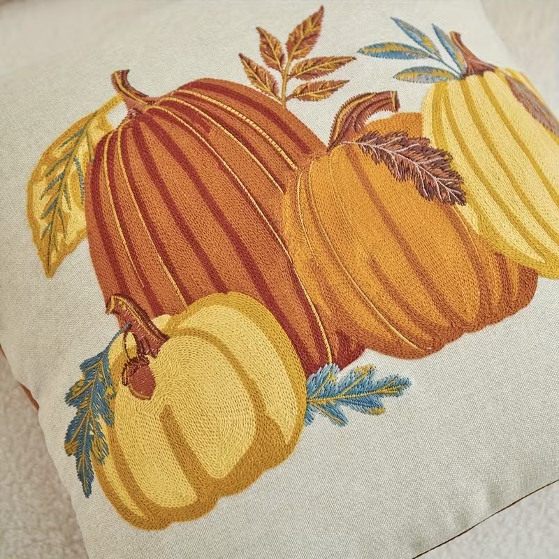 FORRO DE COJIN CALABAZA BORDADO RECTANGULAR 45X45CM