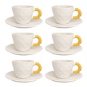 JUEGO DE 6 TAZAS CON PLATO CERAMICA X12PCS. 300ML 