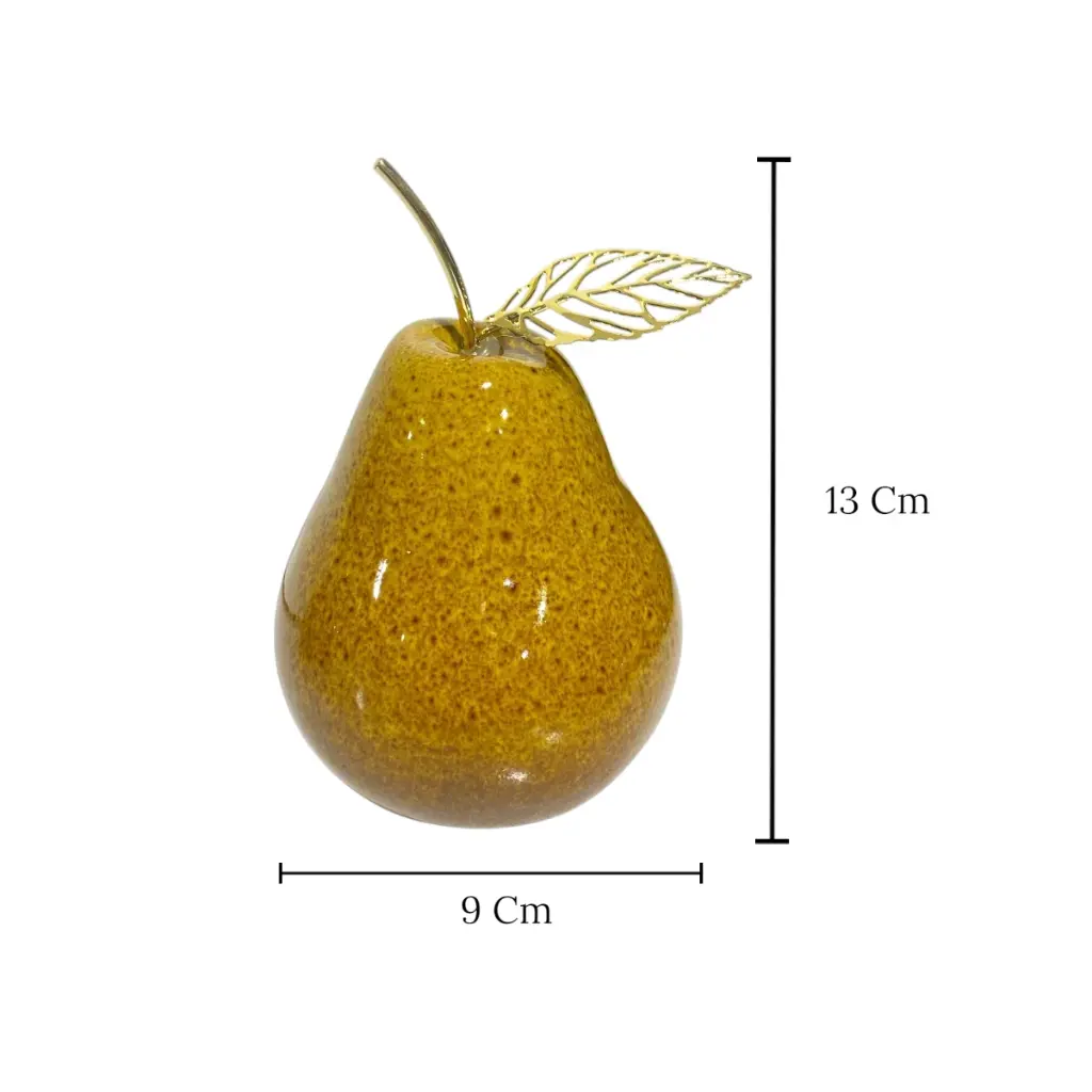 Manzana Decorativa de Cerámica Premium, estilo Glam. 9x13cm