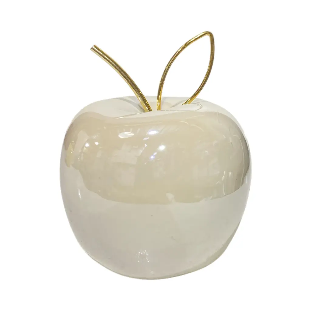 Manzana Decorativa de Cerámica Premium, estilo Glam. 8x9cm
