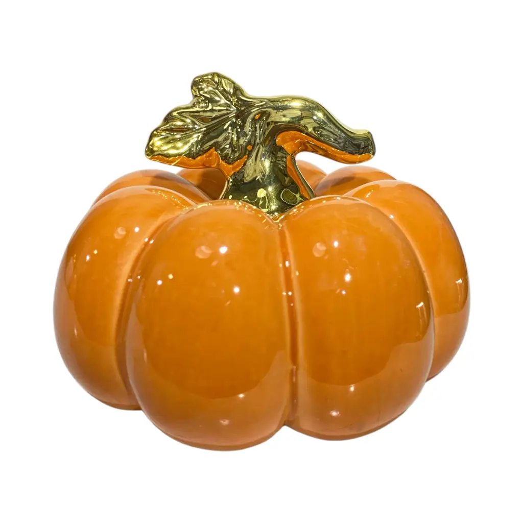 Calabaza Decorativa de Cerámica, Elegancia Otoñal Rehecha con Estilo Moderno 11x10cm