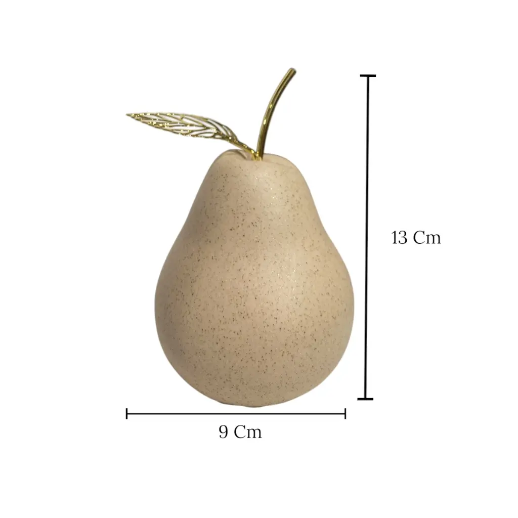 Pera Decorativa de Cerámica Beige, estilo Nórdico, Minimalista. 9x13cm  