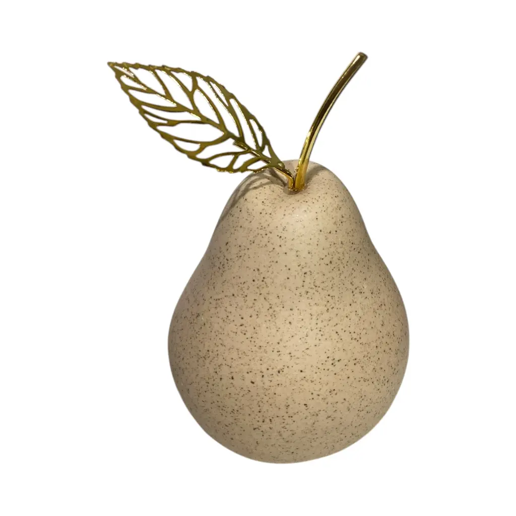 Pera Decorativa de Cerámica Beige, estilo Nórdico, Minimalista. 8x12cm