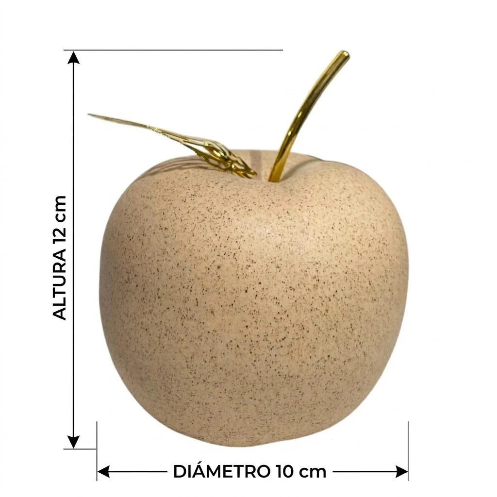 Manzana Decorativa de Cerámica Beige, estilo Nórdico, Minimalista. 10x12cm