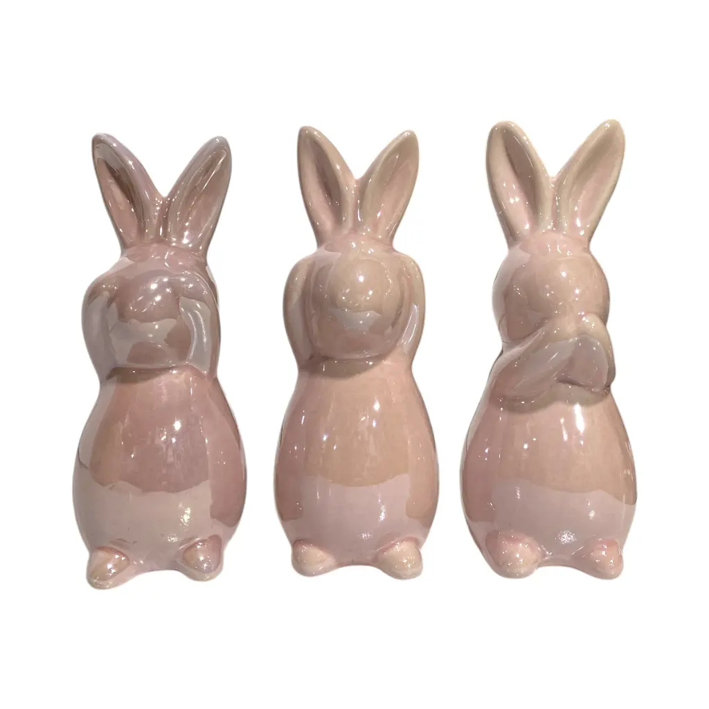 Conejos de cerámica La Prudencia 3pcs. 5X6X12 Cm