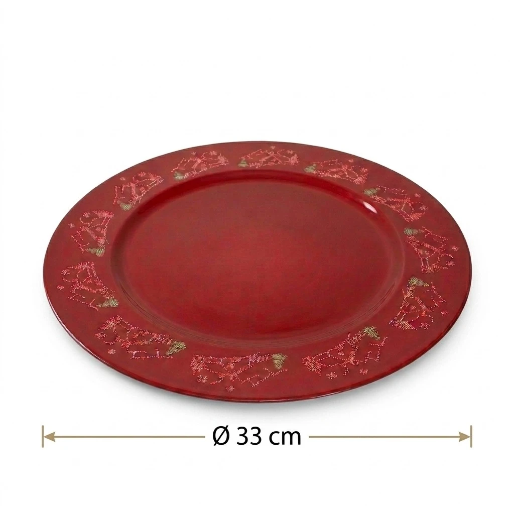 Plato base navideño, estilo moderno. 33cm, Casita Navideña.