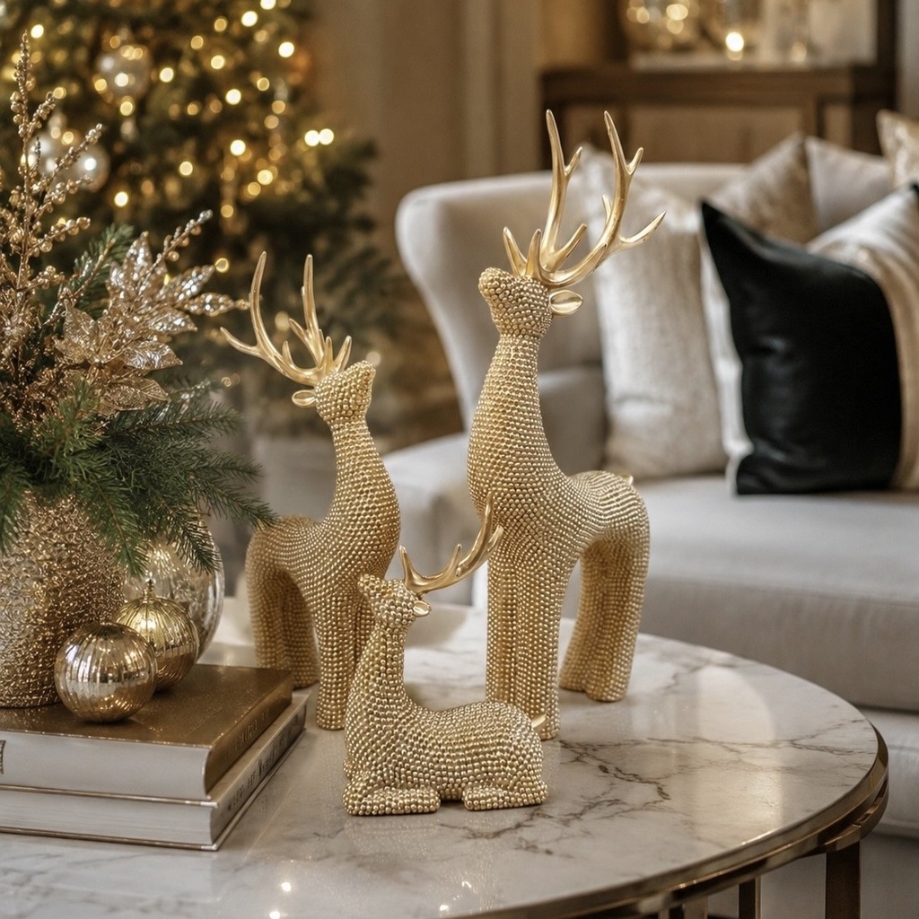 Set de 3 renos colección Golden Noel