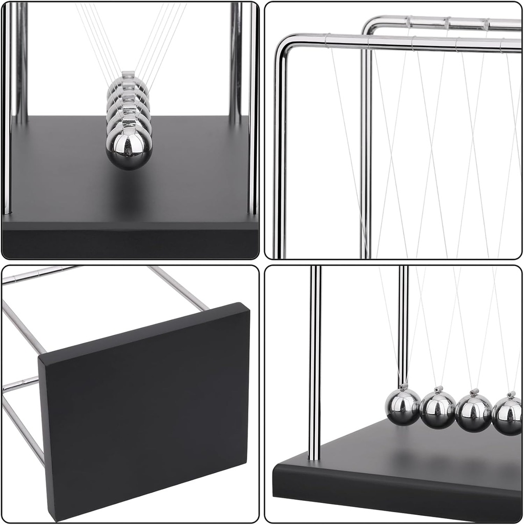 Péndulo de Newton Premium – Base de Madera y Acero Inoxidable. 