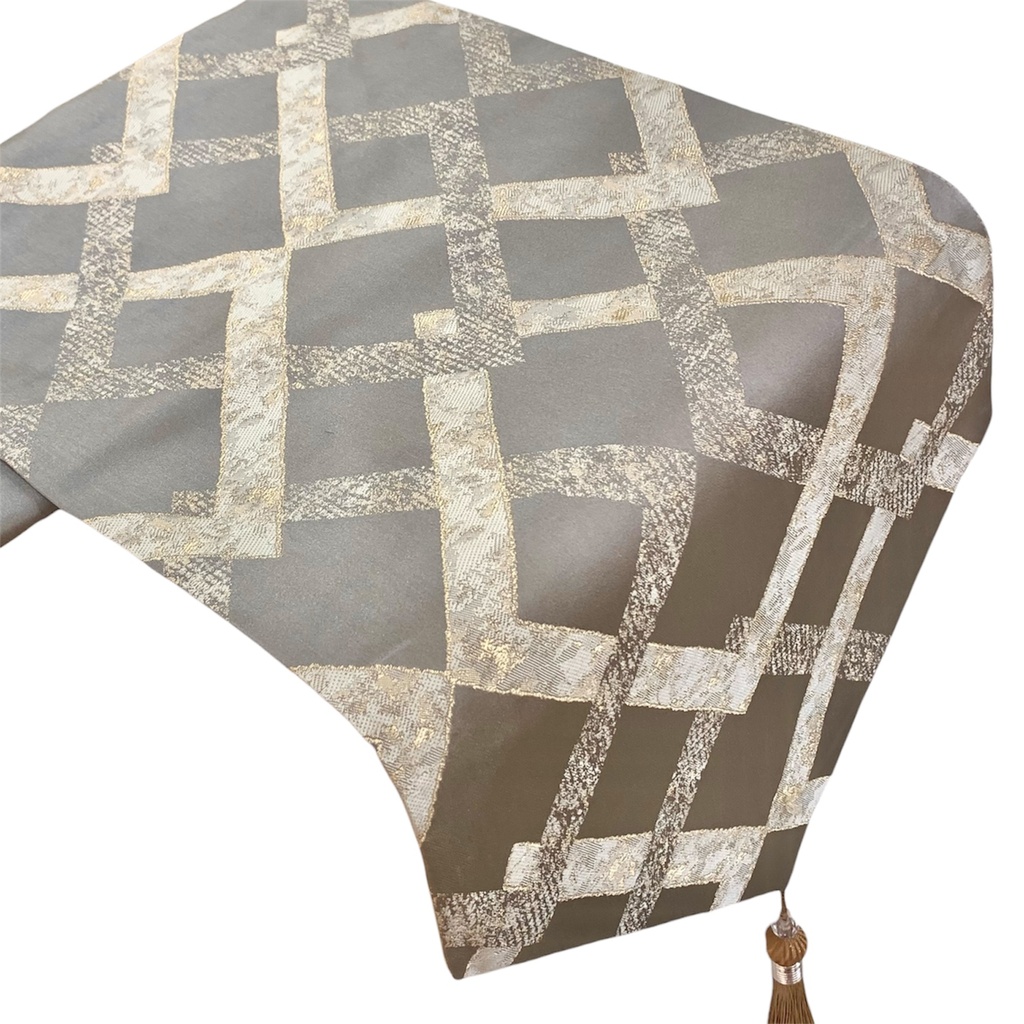 CAMINO DE MESA BEIGE/DORADO 210X33CM