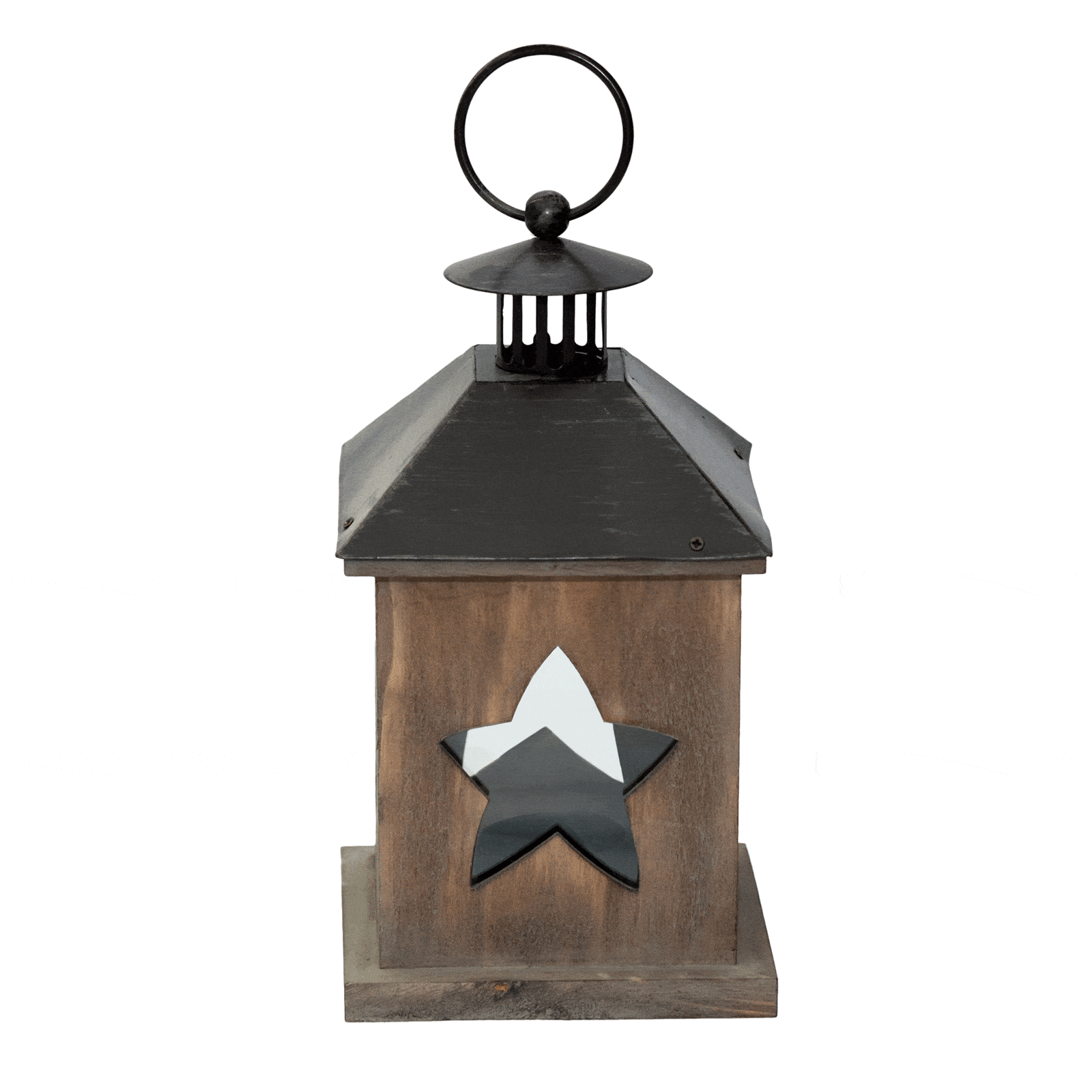 FAROL DE MADERA/METAL  27 CM