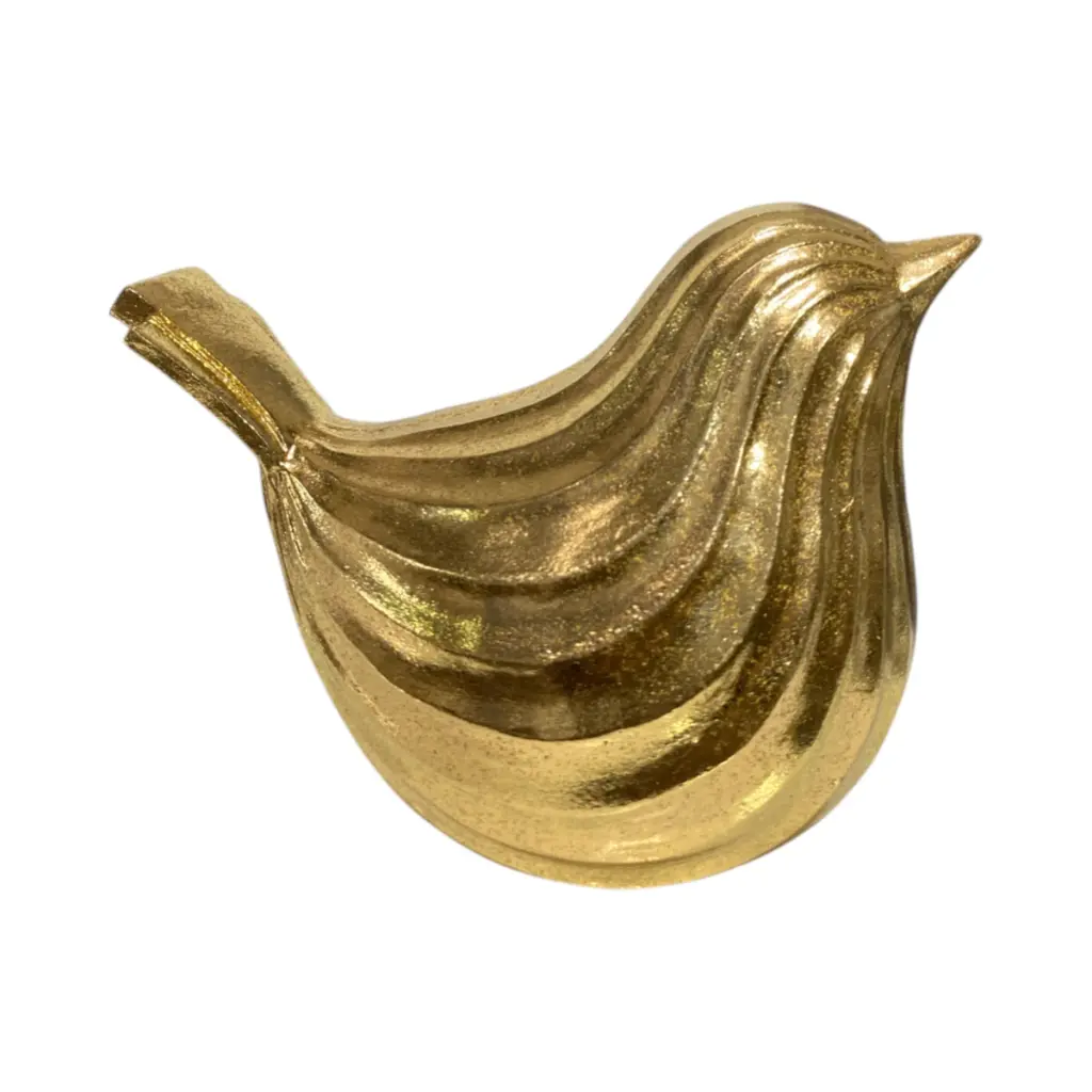 Figura Decorativa Pájaro de Poliresina Dorado, Ref:TG762841 14x8x10.5cm