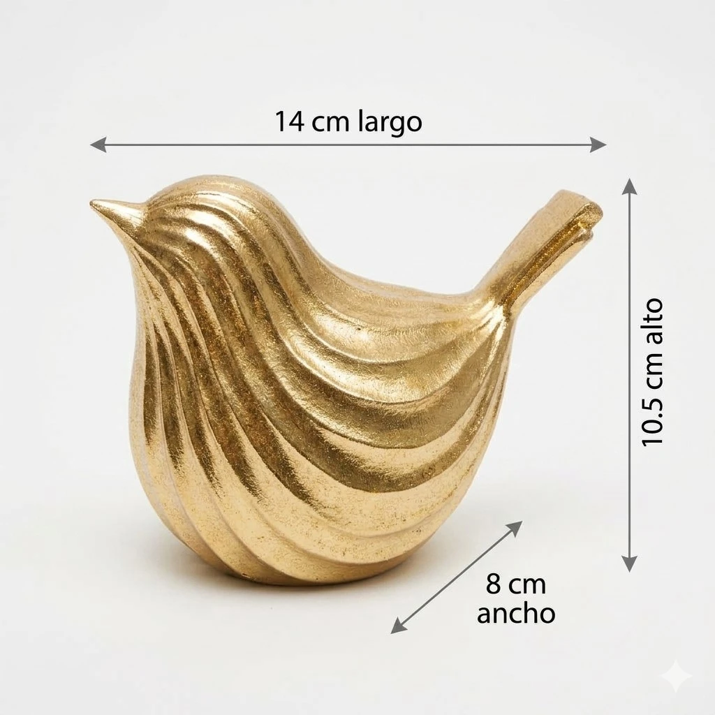 Figura Decorativa Pájaro de Poliresina Dorado, Ref:TG762841 14x8x10.5cm