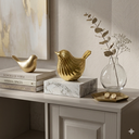 Figura Decorativa Pájaro de Poliresina Dorado, Ref:TG762841 14x8x10.5cm
