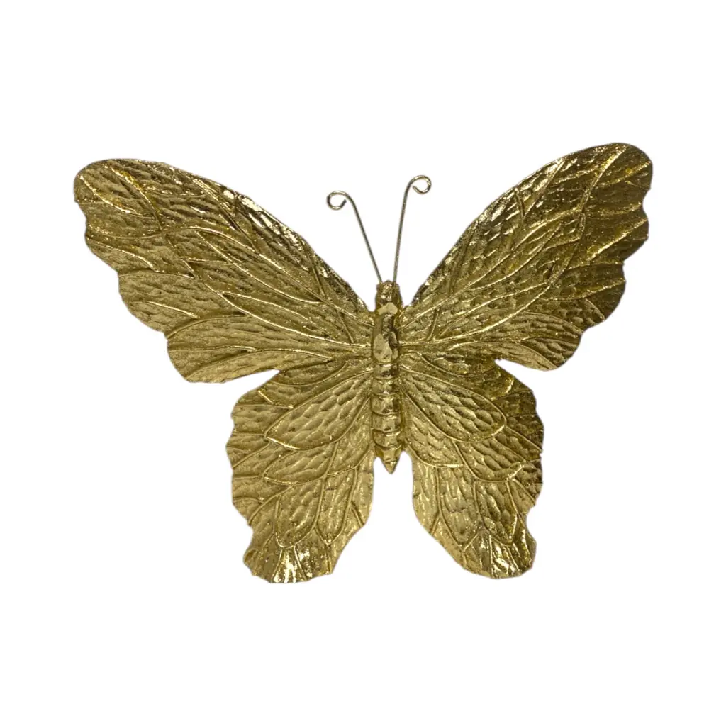 Mariposa Decorativa de Poliresina con textura Natural dorada, Ref:TG172404 21x3.5x15.5cm