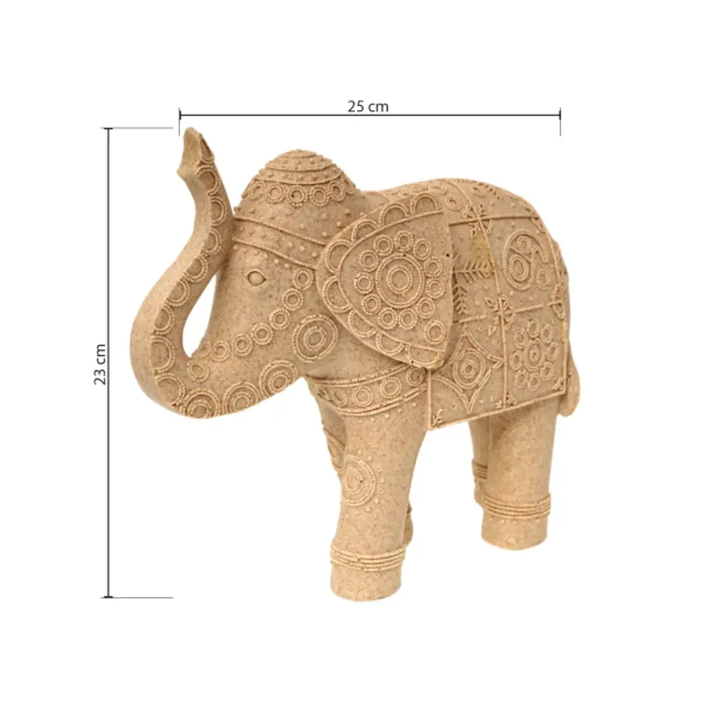 Figura Decorativa Elefante de Resina Étnico - Estilo Mandala y Textura Natural, Ref:TG173411 