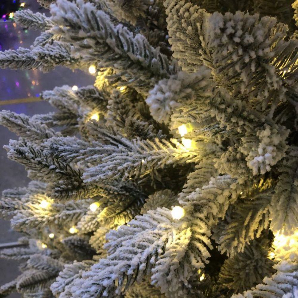 Árbol de Navidad Nevado de Lujo con Luz Led Cálida 180cm