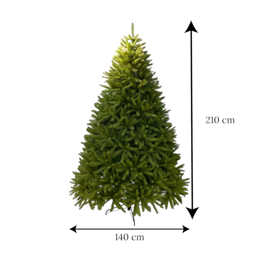 Árbol de Navidad Artificial de Lujo Aguja, dos tipos de rama remachado 210cm y Ø140cm
