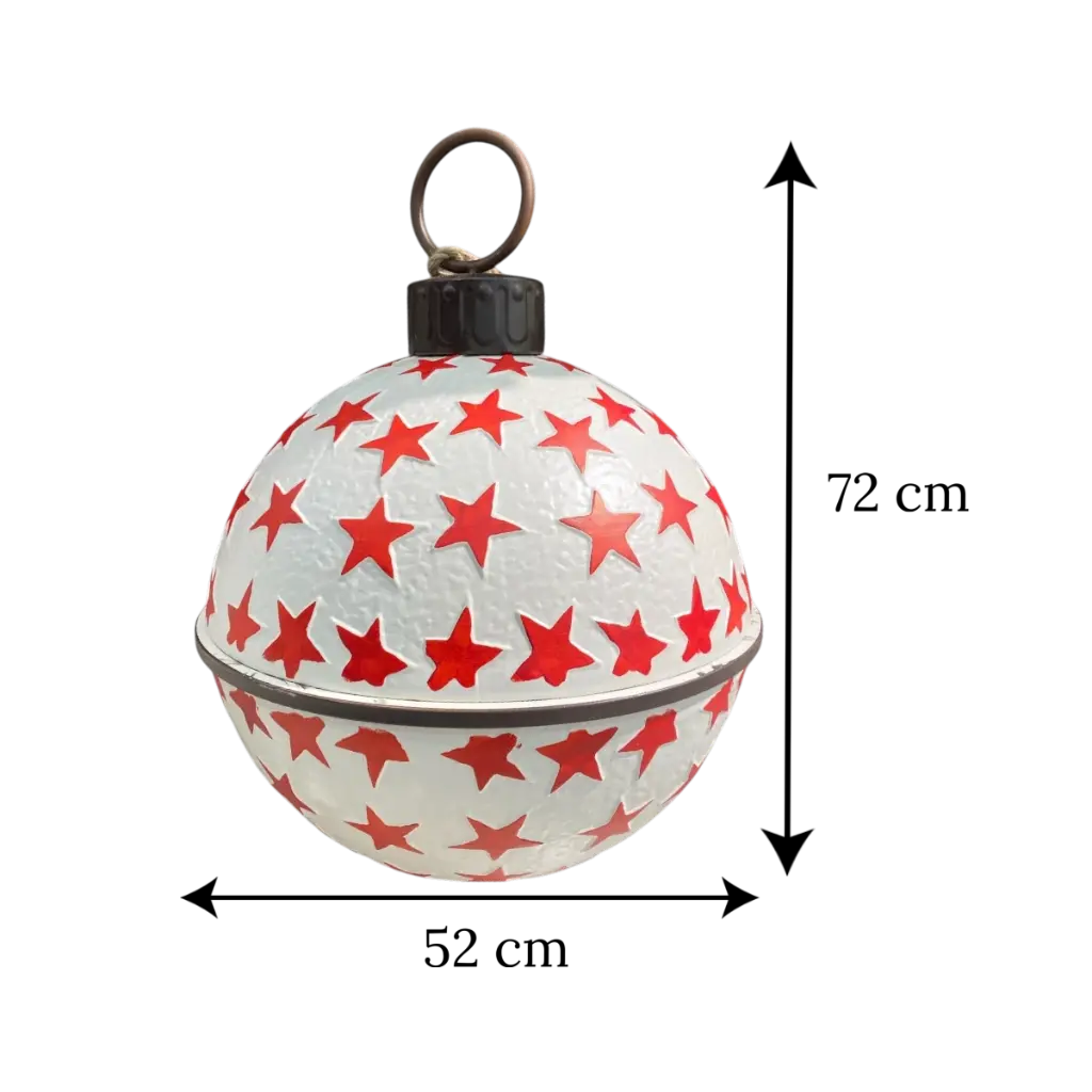 CASCABEL NAVIDEÑO 52CM BLANCO/ROJO ESTRELLAS METALICO 52X72CM